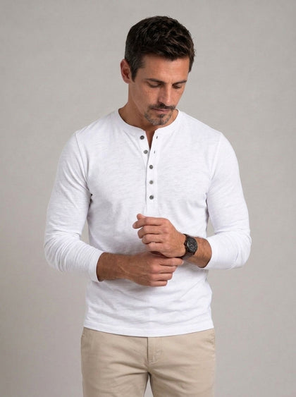 ASIER - Camiseta henley ajustada de manga larga™
