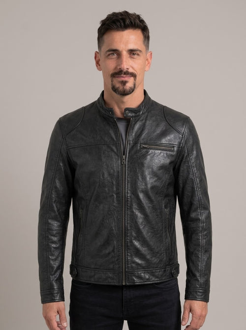 JAVIER - Chaqueta motera efecto piel™