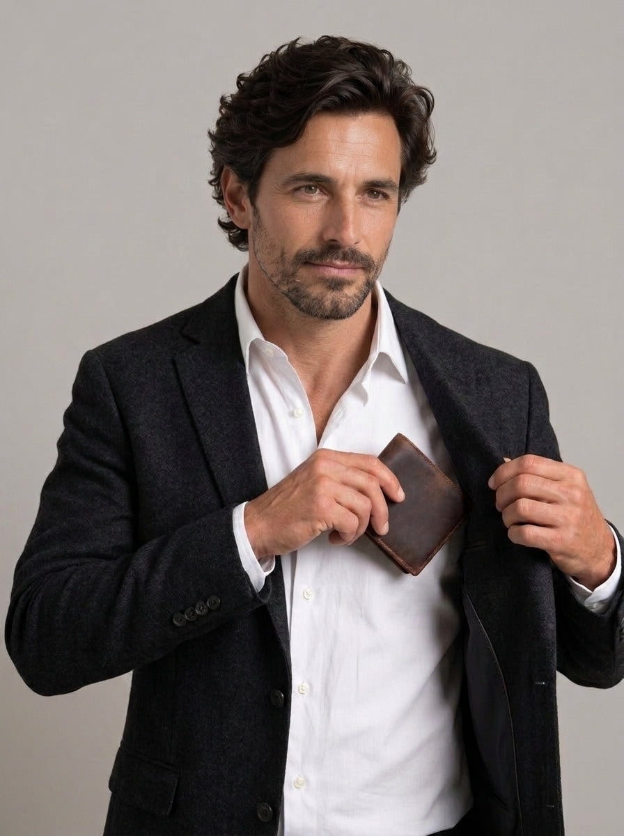 JUANFRAN cartera clásica de estilo retro - hombre con el producto