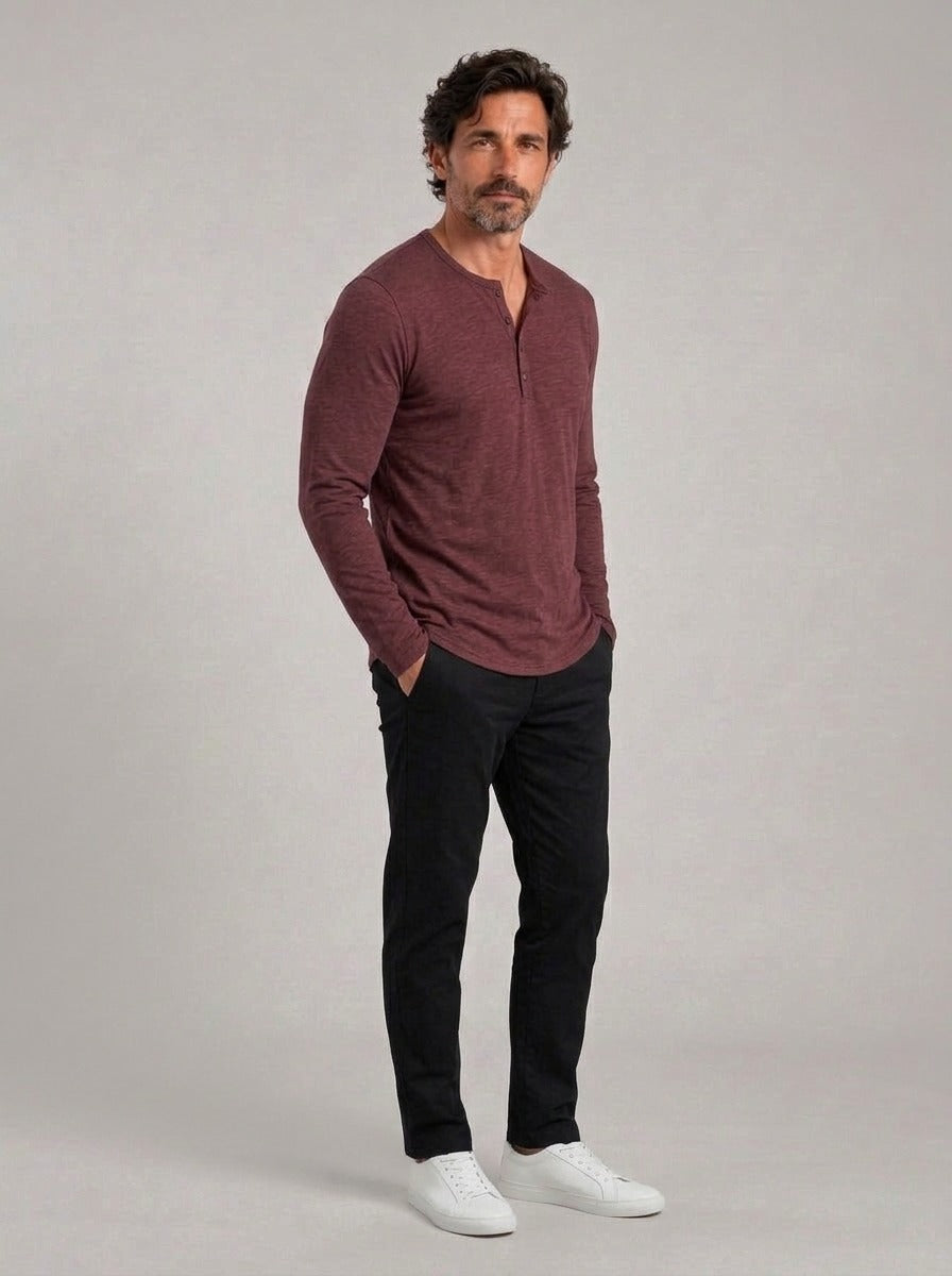 HERNÁN - Camiseta henley de manga larga