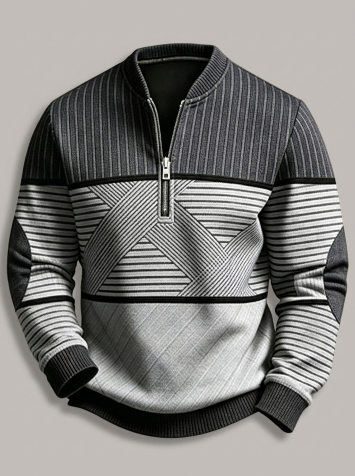 MANUEL - Jersey de punto tricolor con cremallera™