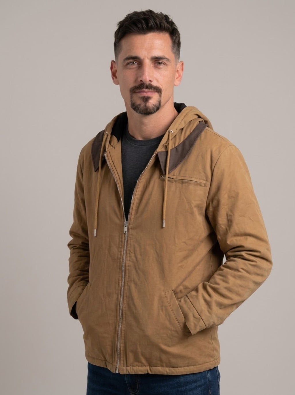 SILVESTRE chaqueta marrón - modelo cuerpo entero