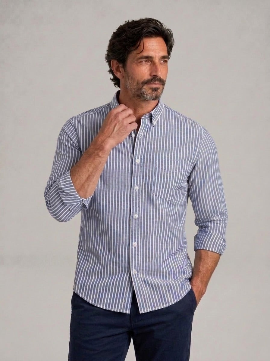 IBON - Camisa Oxford de rayas