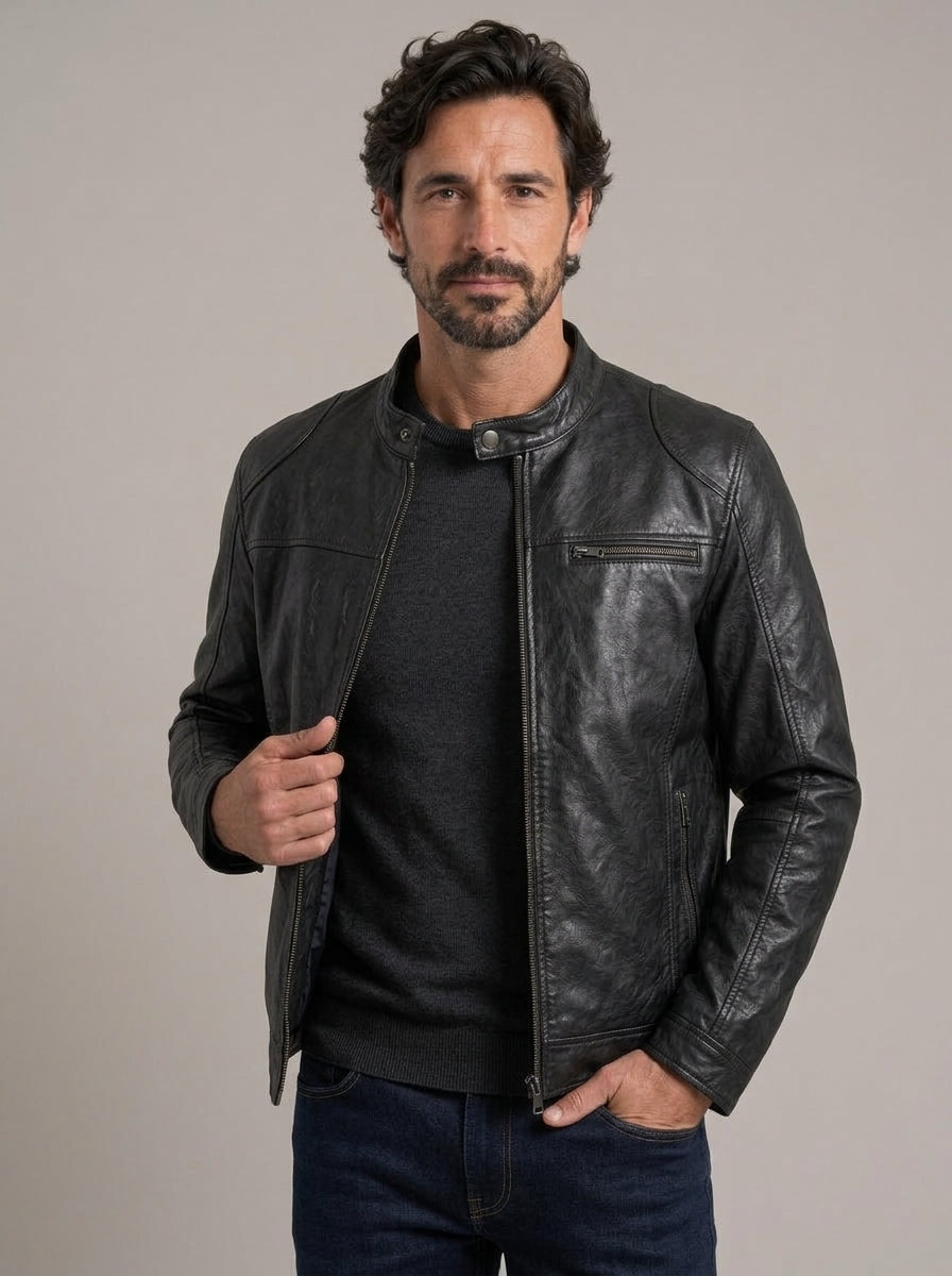 JAVIER - Chaqueta motera efecto piel™