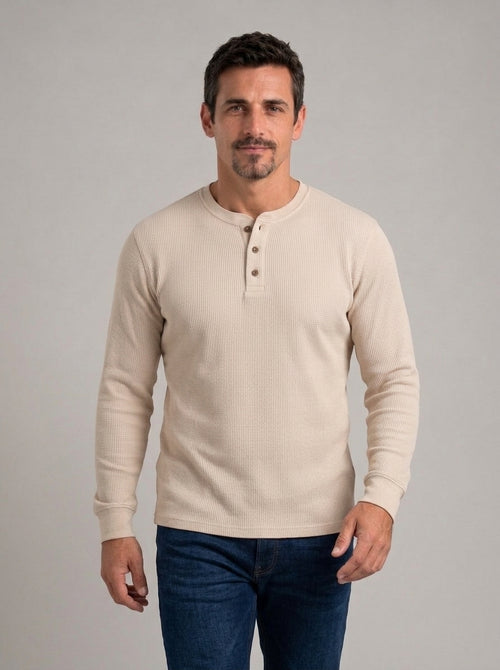 ÍÑIGO - Camiseta henley de punto gofrado™
