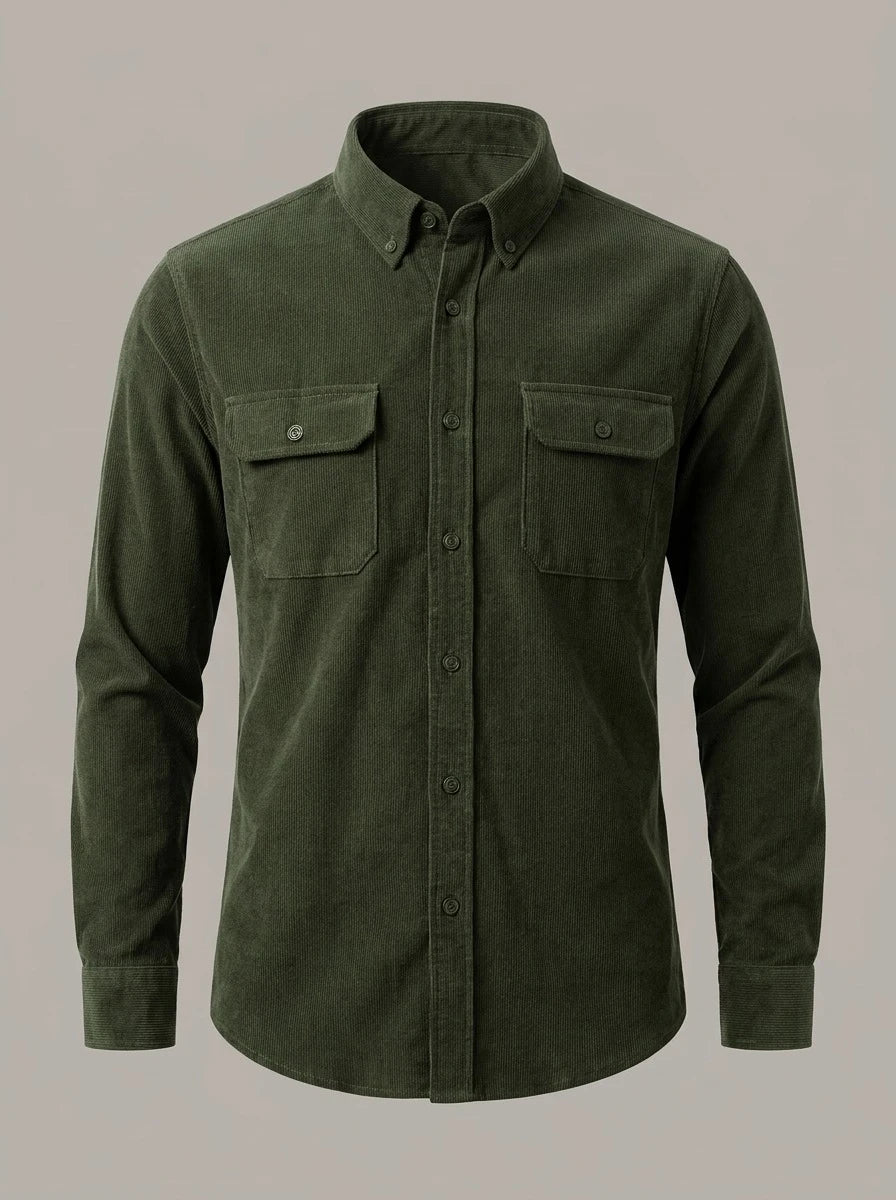 XABIER - Camisa de pana - Verde oliva