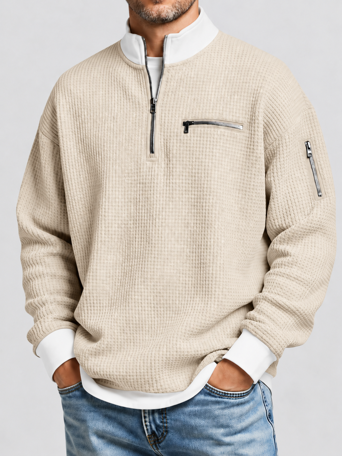 FERNANDO - Jersey con cuello elevado y media cremallera™