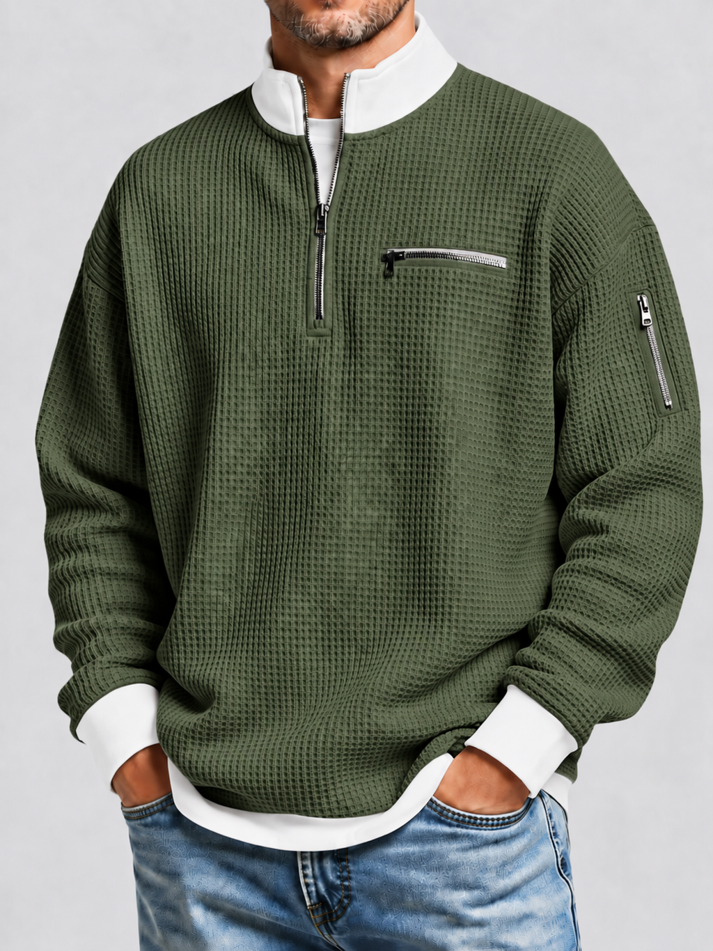 FERNANDO - Jersey con cuello elevado y media cremallera™