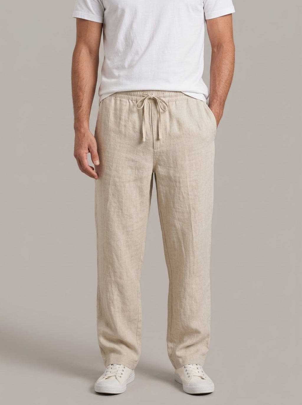 IVÁN pantalón lino ancho brandeado - Azul Cielo