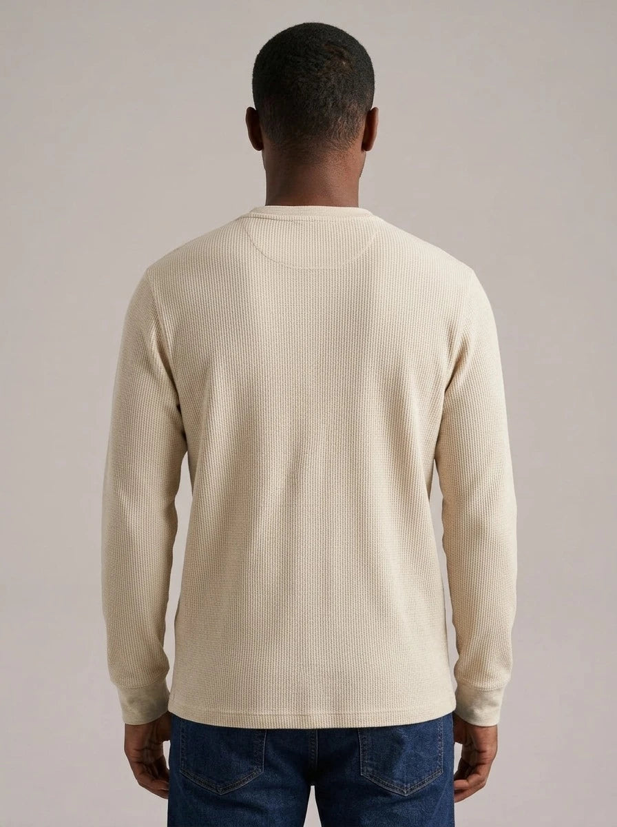 ÍÑIGO - Camiseta henley de punto gofrado