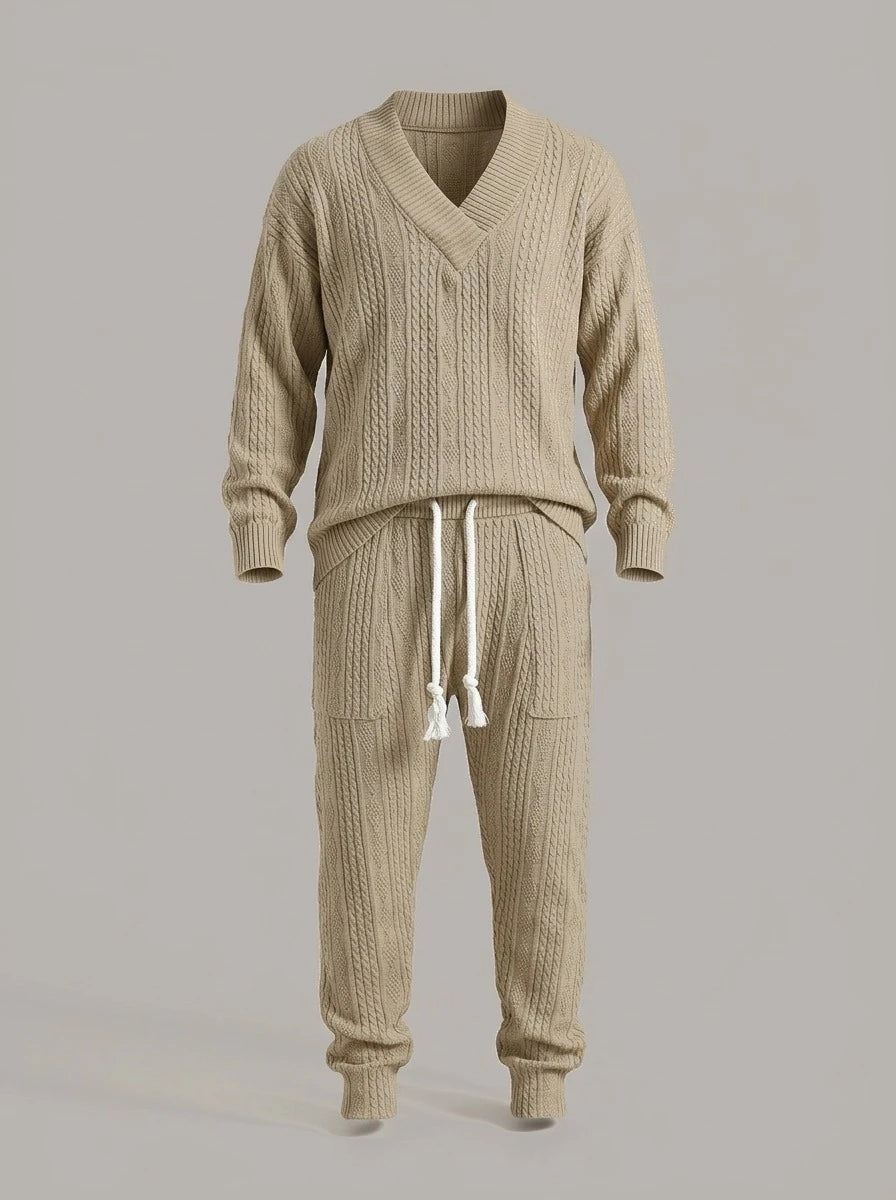 MANUEL LUIS - Conjunto de jersey de punto y pantalón - Caqui