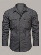 ANTONIO PEDRO - Camisa cargo de algodón - Gris oscuro