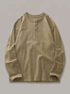 GORKA - Camiseta henley de algodón grueso - Caqui