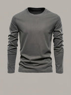 JOSÉ - Camiseta de manga larga de algodón - Gris oscuro