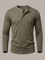 ASIER - Camiseta henley ajustada de manga larga - Verde