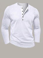 ASIER - Camiseta henley ajustada de manga larga - Blanco
