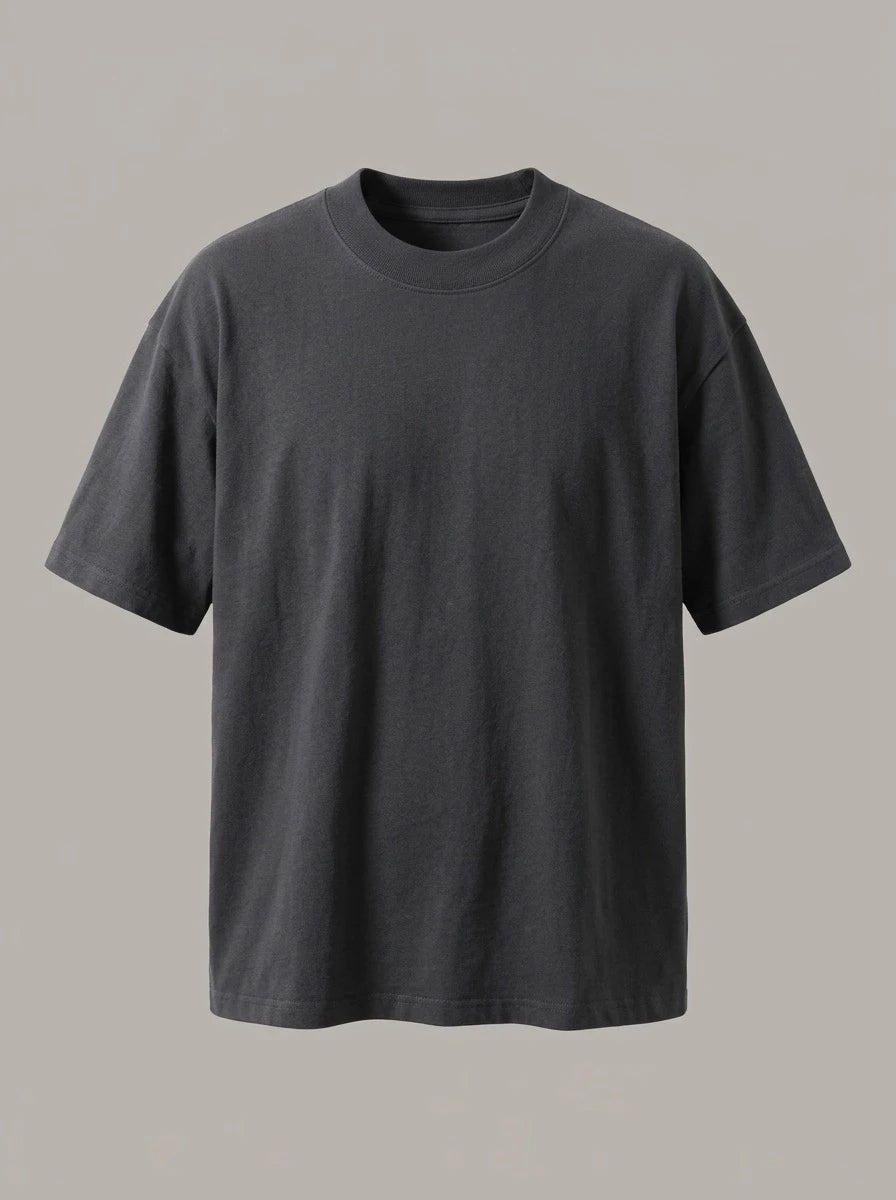 LUCIANO - Camiseta de algodón grueso de manga corta - Gris
