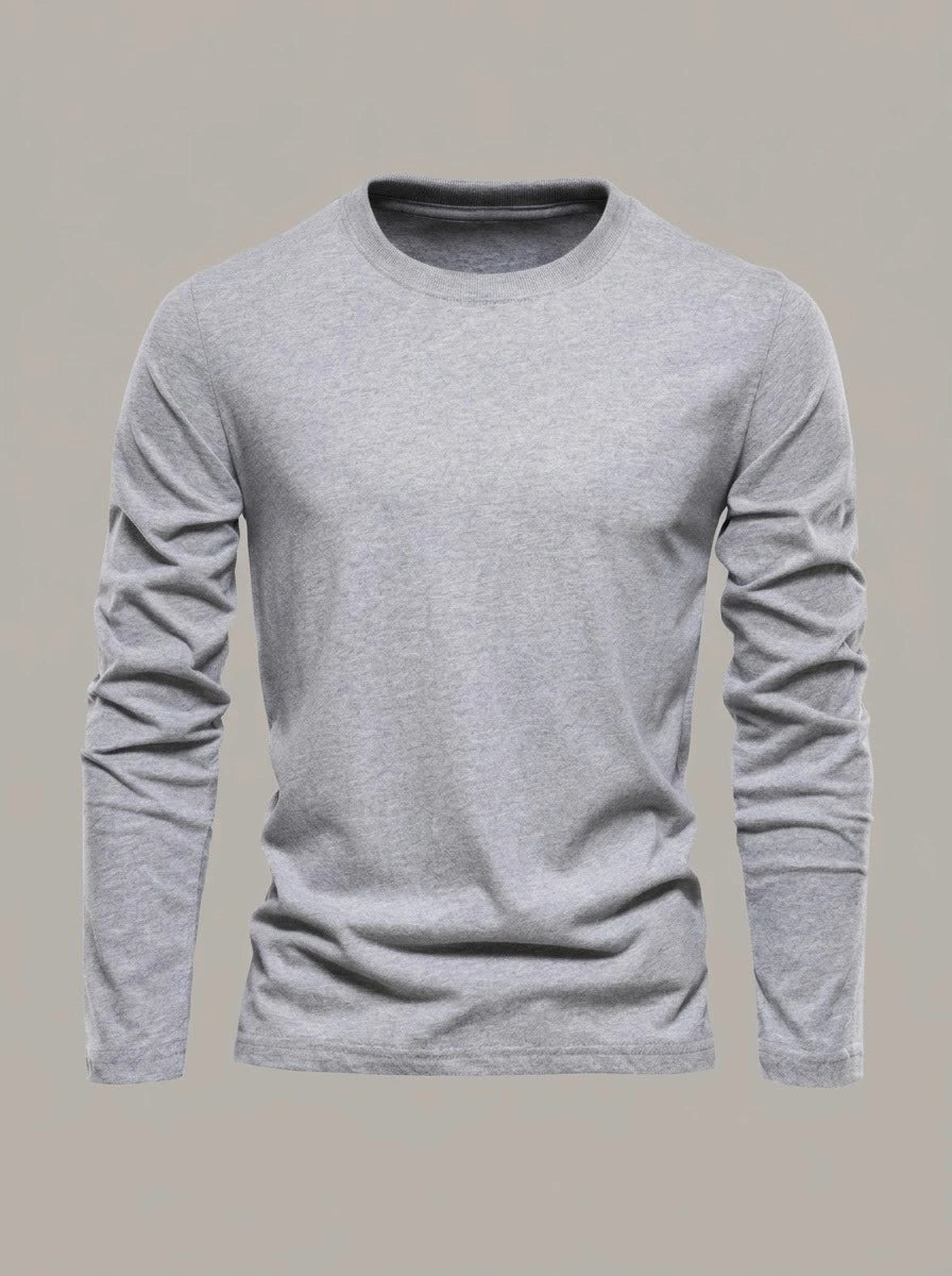 JOSÉ - Camiseta de manga larga de algodón - Gris claro