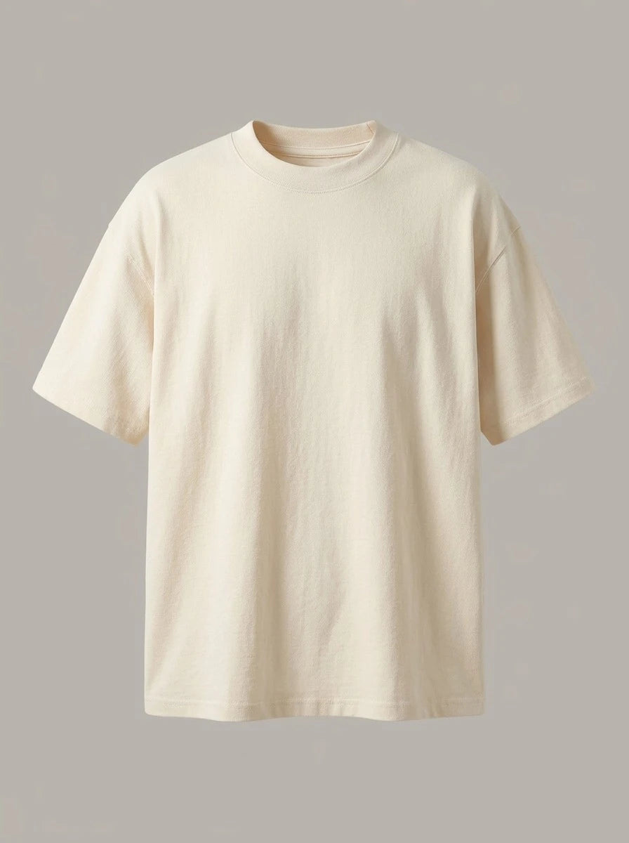 LUCIANO - Camiseta de algodón grueso de manga corta - Beige