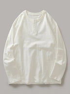 GORKA - Camiseta henley de algodón grueso - Blanco