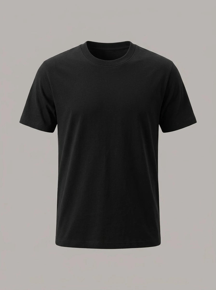 ADOLFO - Camiseta básica de algodón - Negro