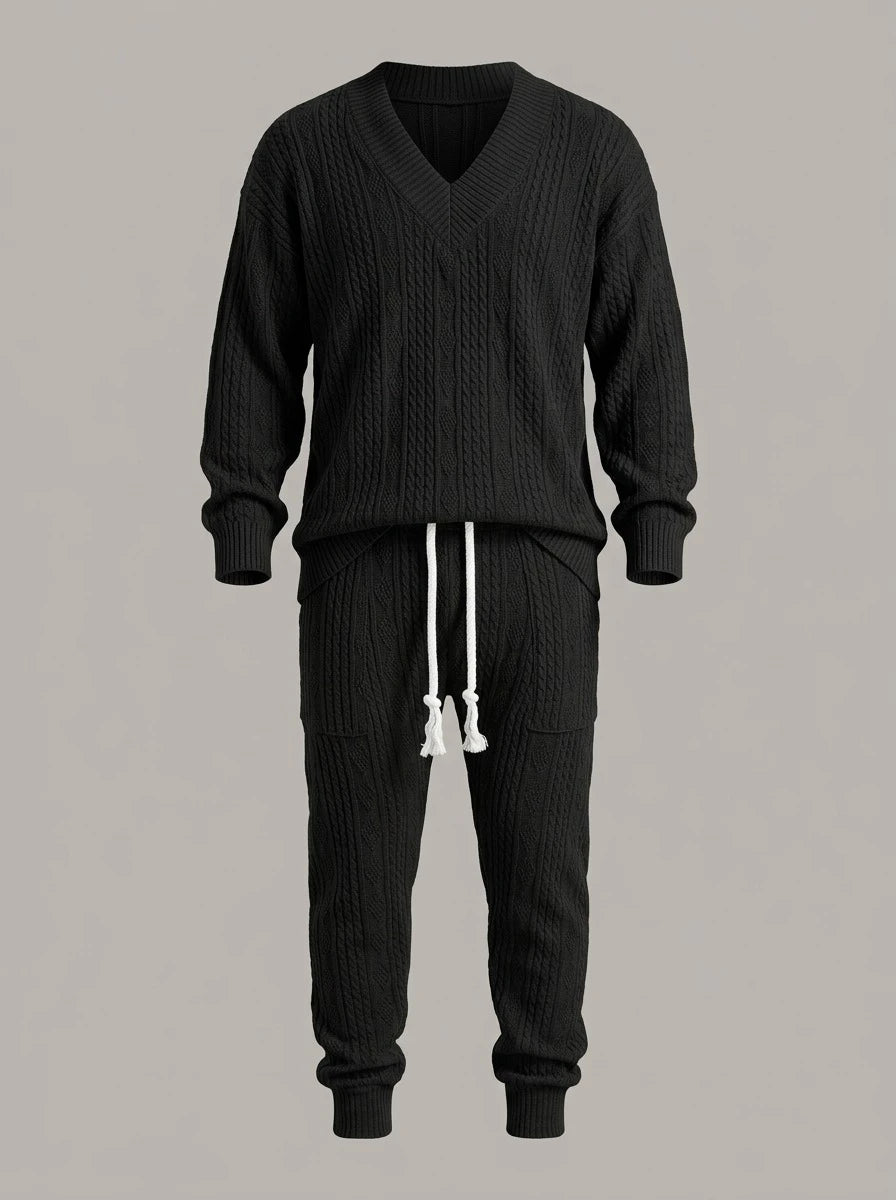 MANUEL LUIS - Conjunto de jersey de punto y pantalón - Negro