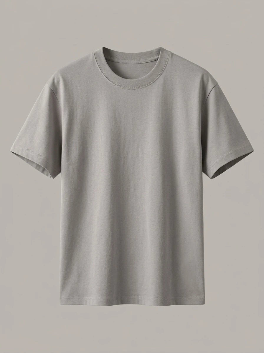 ADOLFO - Camiseta básica de algodón - Gris