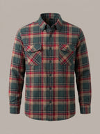 TXEMA - Sobrecamisa de franela de algodón - Cuadros verde y rojo
