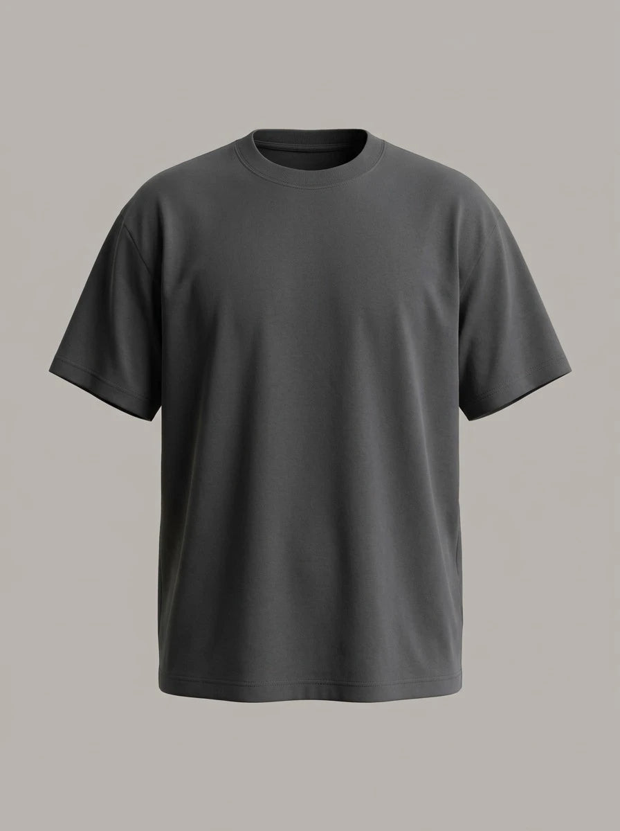 OCTAVIO - Camiseta de algodón pesado holgada - Gris oscuro