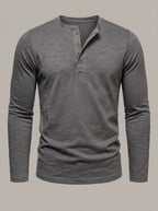 ASIER - Camiseta henley ajustada de manga larga - Gris