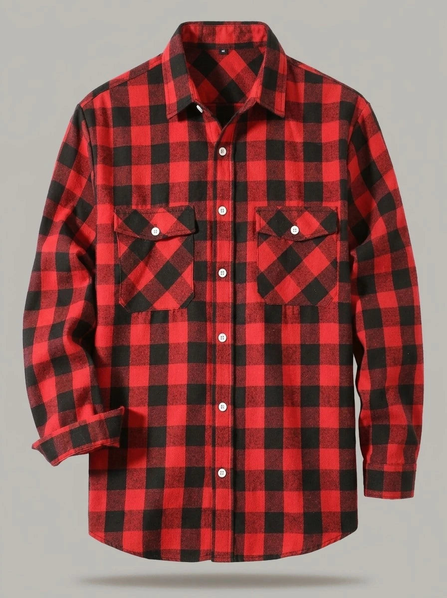 JUAN GONZALO - Camisa de franela de cuadros grandes - Rojo