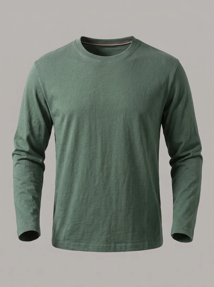 ROMÁN - Camiseta de manga larga efecto lavado - Verde grisáceo