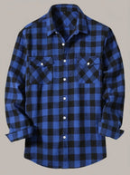 CHEMA - Camisa de franela de cuadros - Cuadros azul