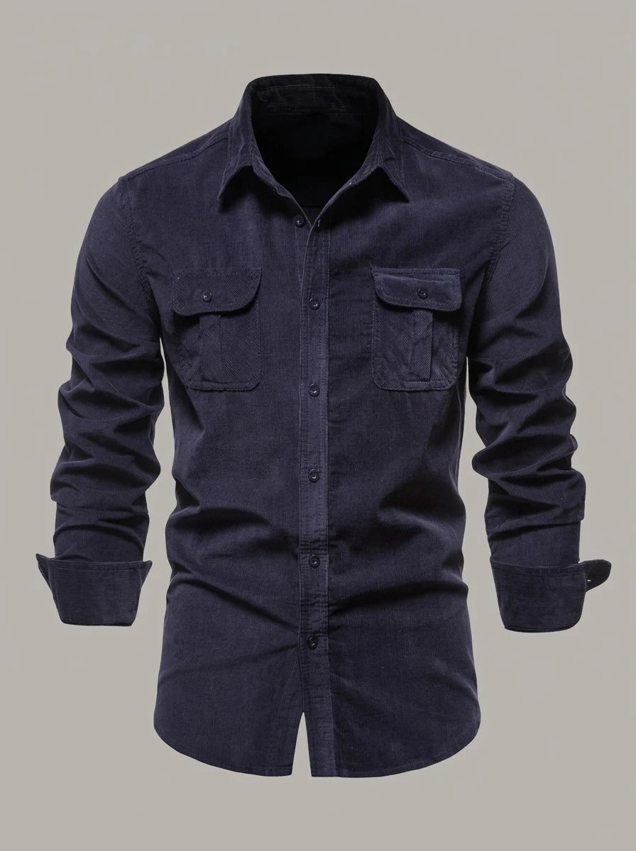 JUANMA - Camisa de trabajo de algodón - Azul marino