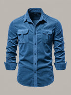 JUANMA - Camisa de trabajo de algodón - Azul vaquero