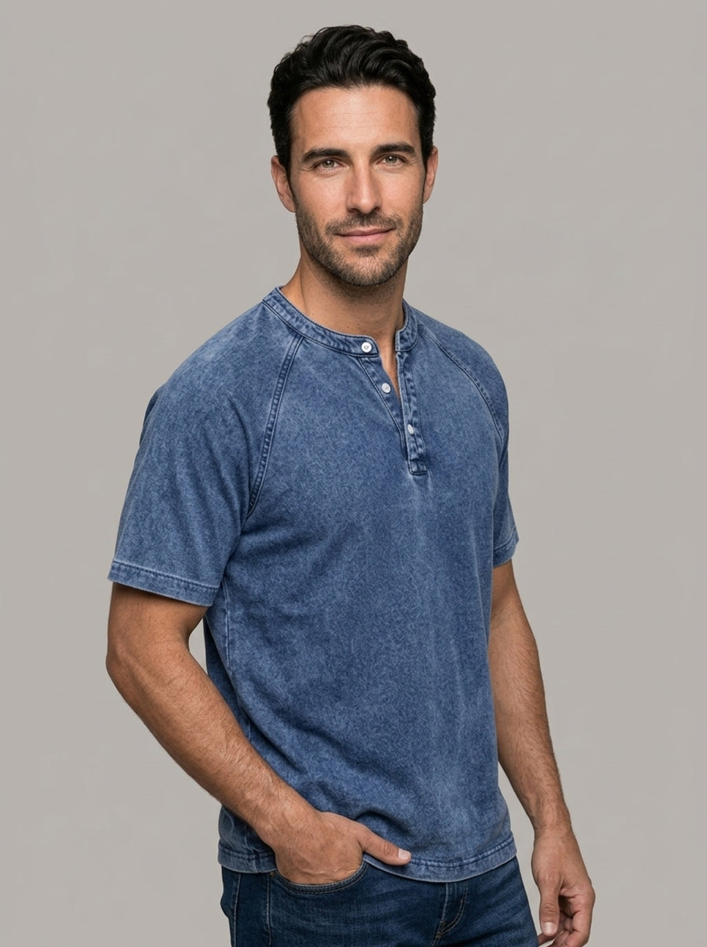 LUIS - Camiseta Henley lavada™
