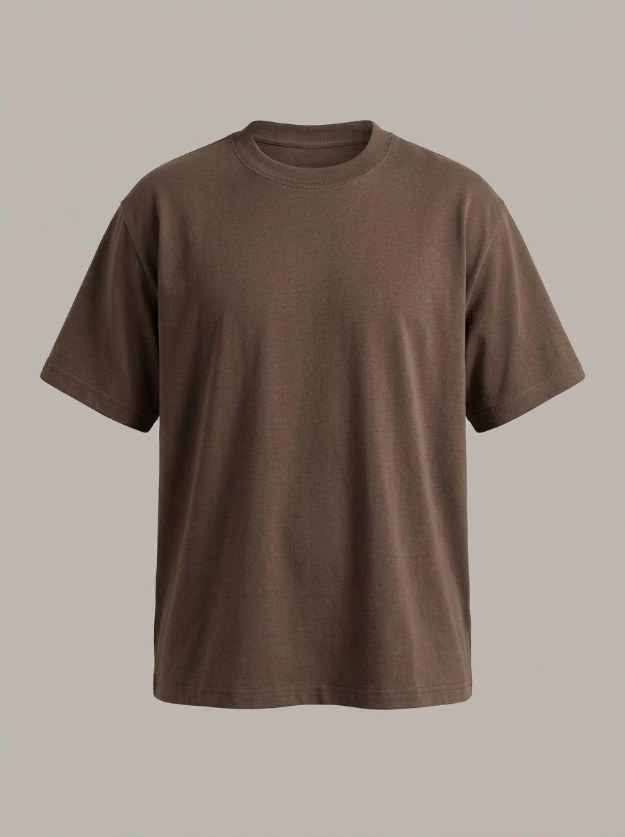 OCTAVIO - Camiseta de algodón pesado holgada - Café