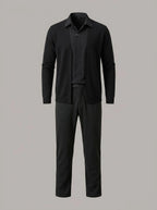 ISIDRO - Chaqueta de punto y pantalón a juego - Negro