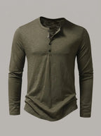 HERNÁN - Camiseta henley de manga larga - Verde militar