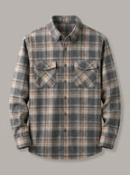 TXEMA - Sobrecamisa de franela de algodón - Cuadros gris y mostaza