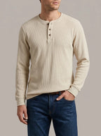 ÍÑIGO - Camiseta henley de punto gofrado