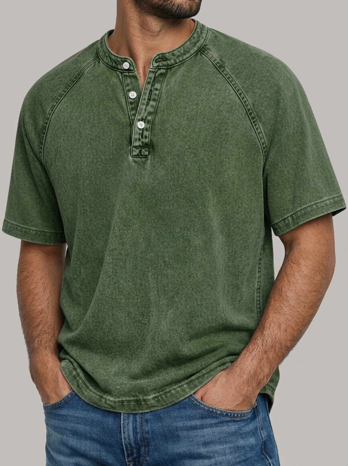 LUIS - Camiseta Henley lavada™