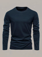 JOSÉ - Camiseta de manga larga de algodón - Azul marino