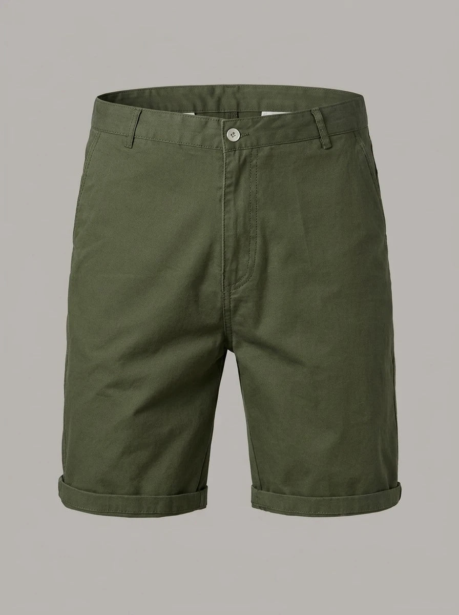 TOBÍAS - Bermuda chino clásica - Verde militar