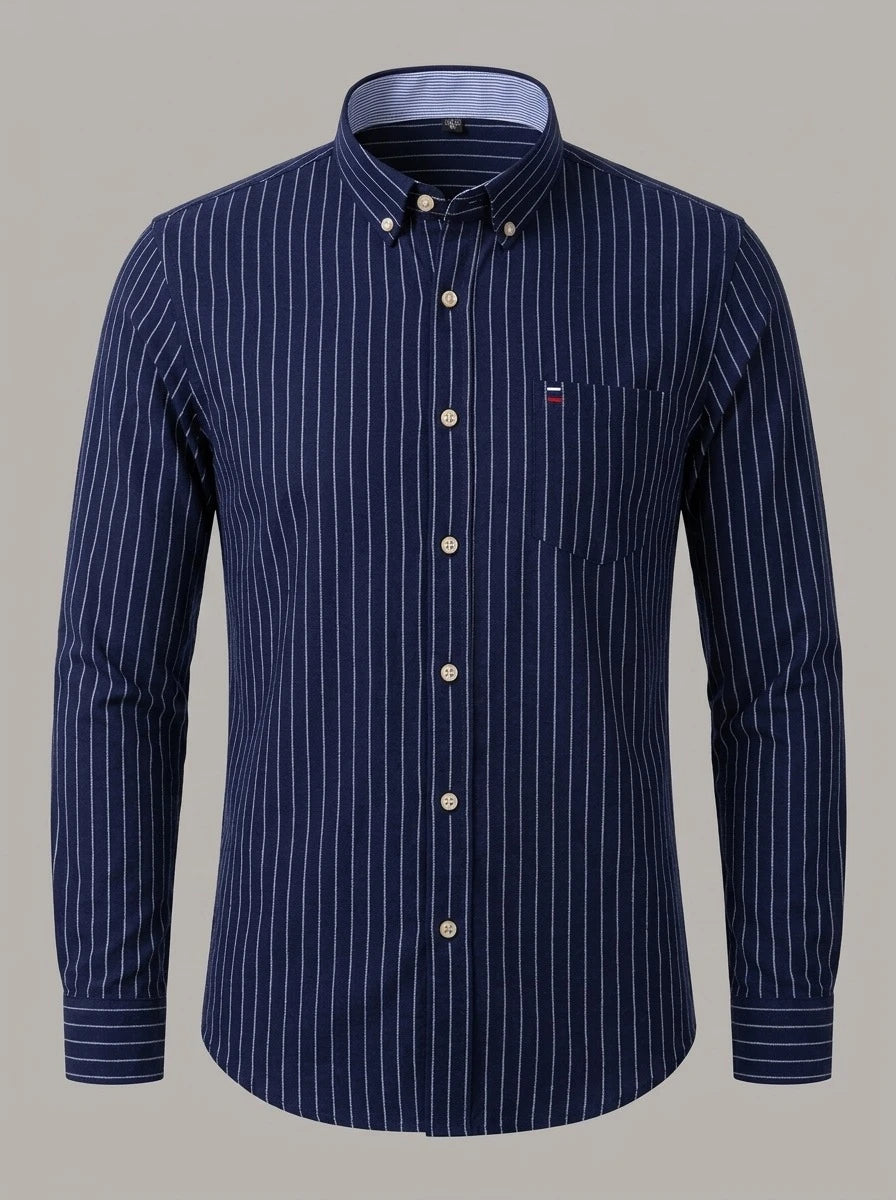 JON - Camisa Oxford de algodón - Azul marino