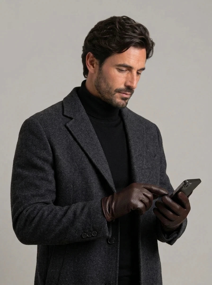 JOSÉ MARÍA guantes de vestir perforados - look de invierno