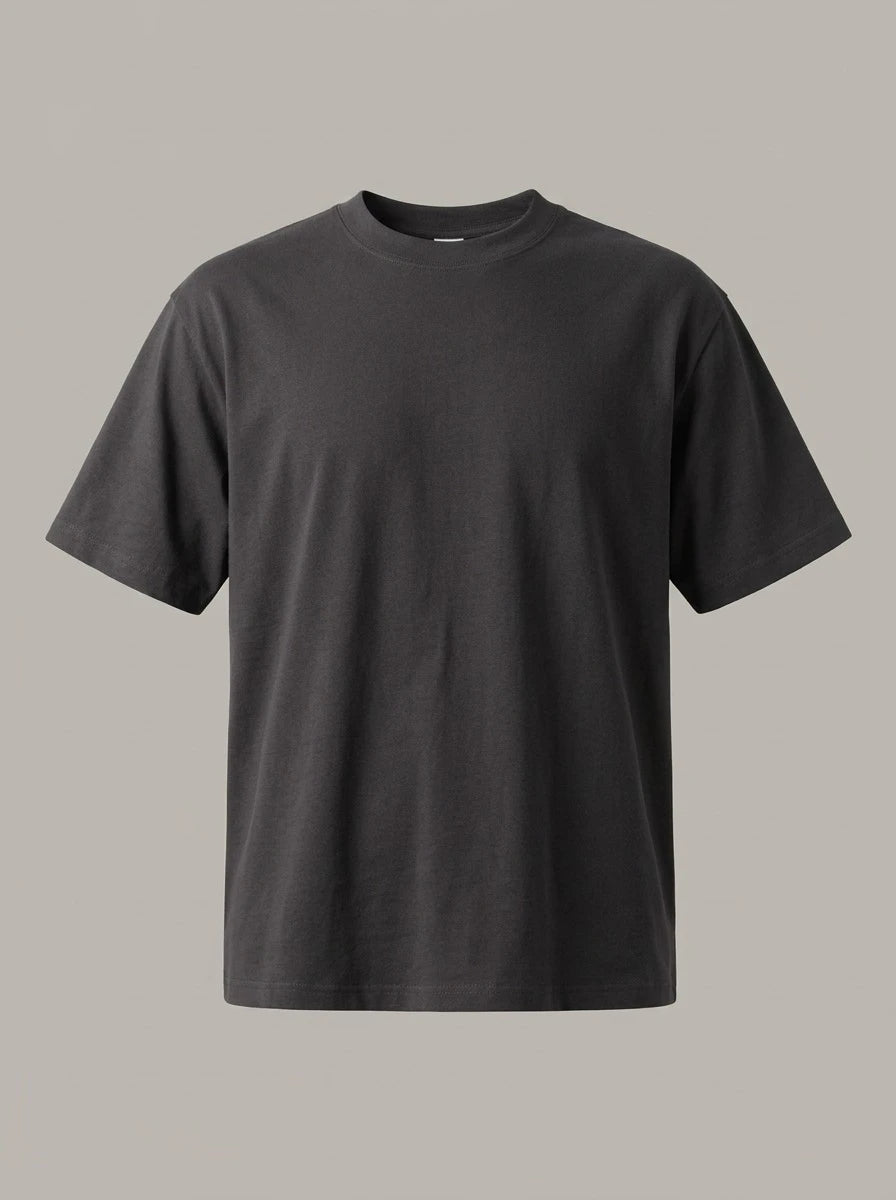 ADOLFO - Camiseta básica de algodón - Gris oscuro