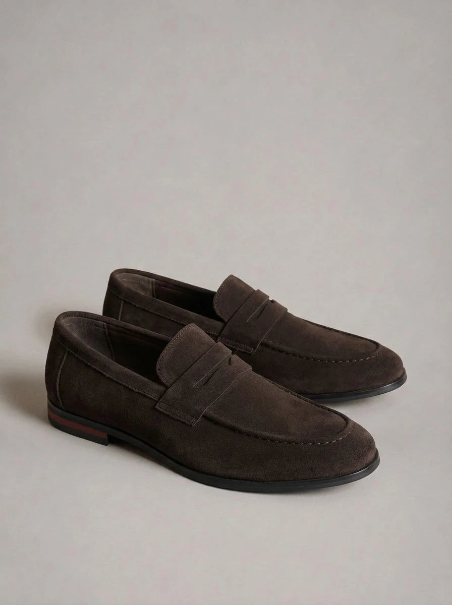 ÁNGEL JOSÉ mocasines de ante - color marrón oscuro