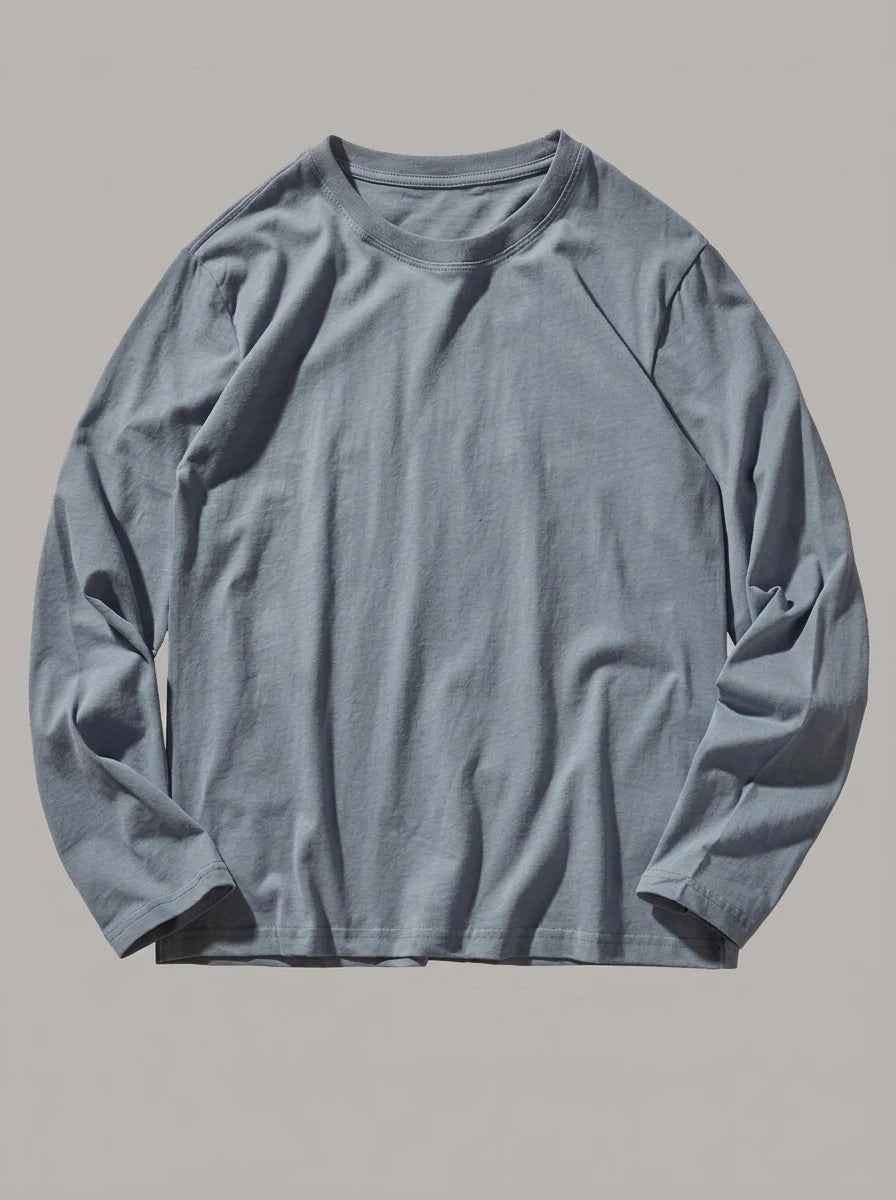 ROMÁN - Camiseta de manga larga efecto lavado - Azul grisáceo
