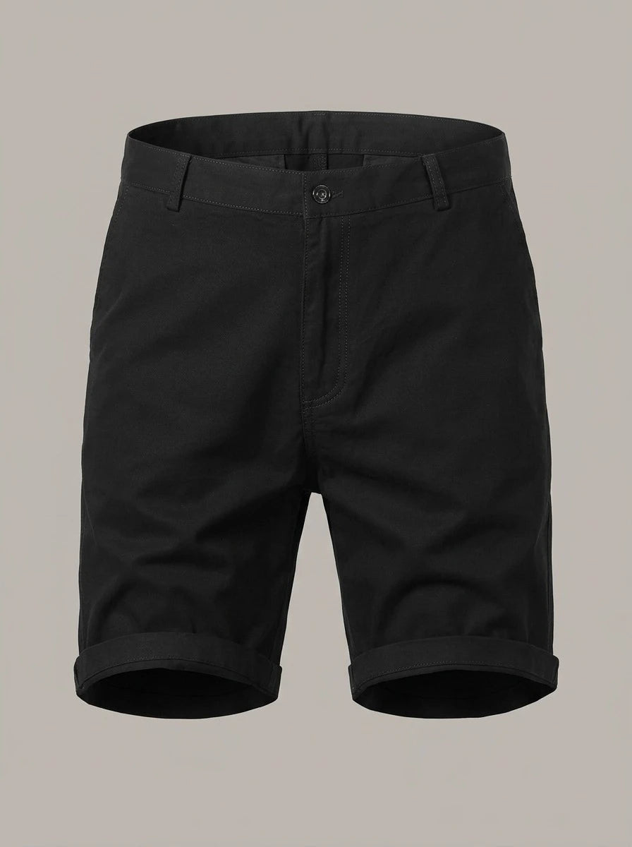 TOBÍAS - Bermuda chino clásica - Negro